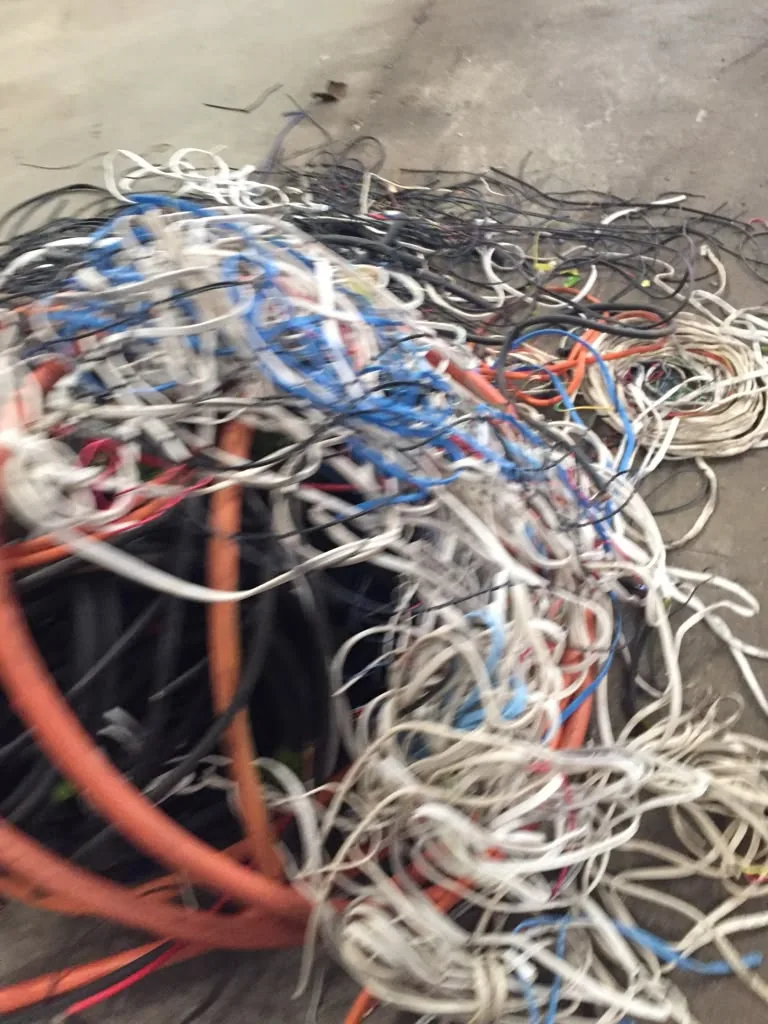 Electrical cable and wire collected for copper recovery in Perth